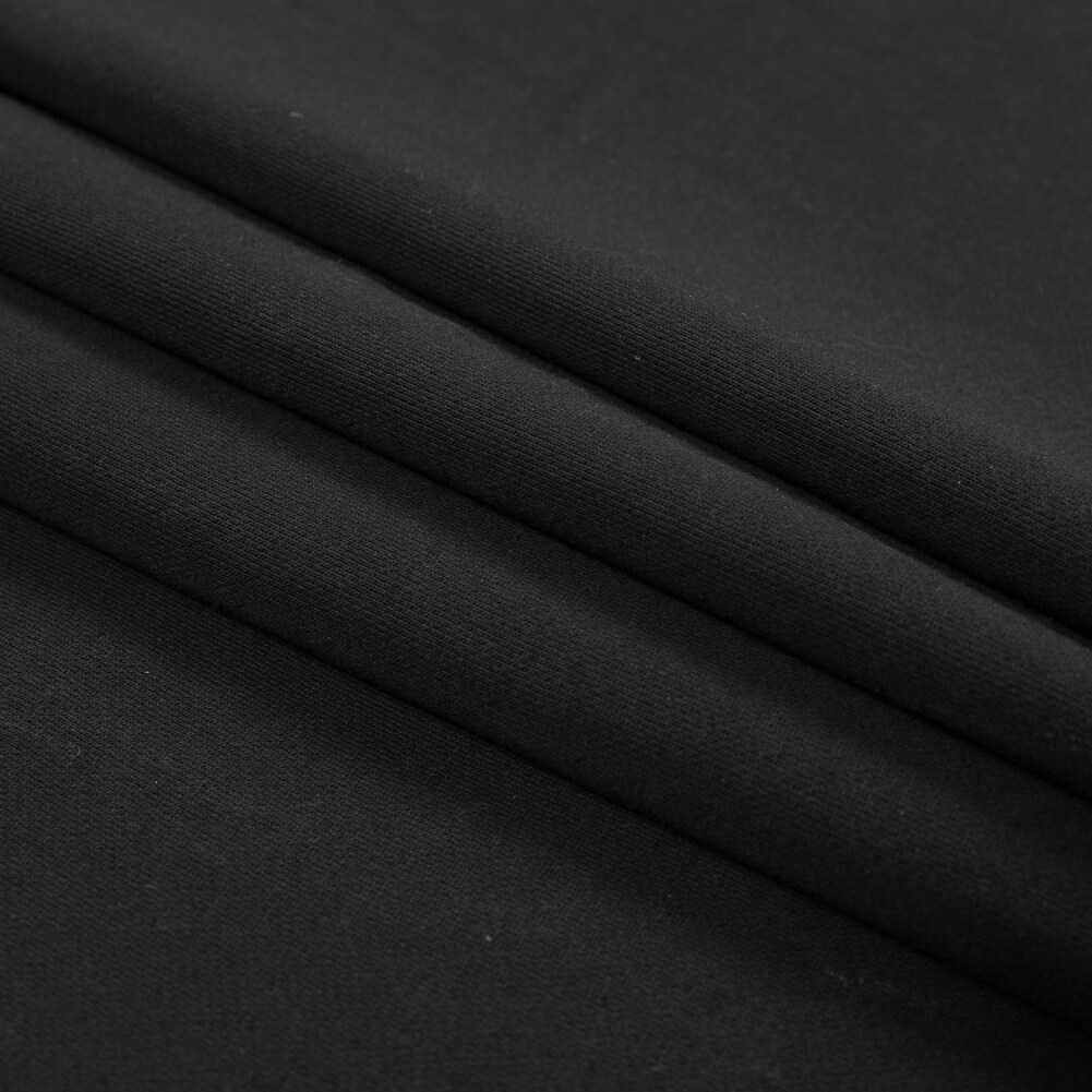 1 Yard Black Cotton Polyester Brushed Fleece Solid Knit Apparel Fabric 60 inch Width