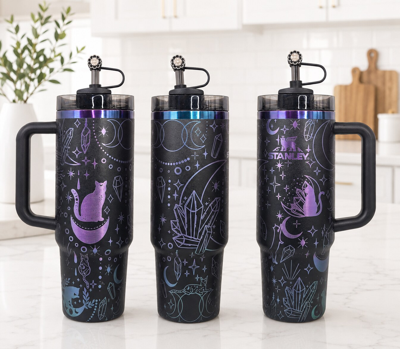 Authentic Stanley Black Chroma 40oz Quencher | Celestial Crystal
