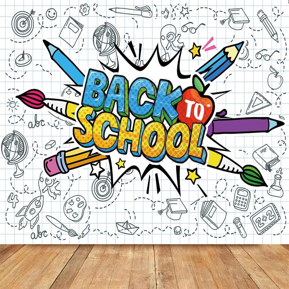 7x5ft Back to School Classroom Backdrop, Cartoon First Day of School Photography Background, Teacher Kids Party Decorations, Welcome Classroom Decor Photo Booth Props