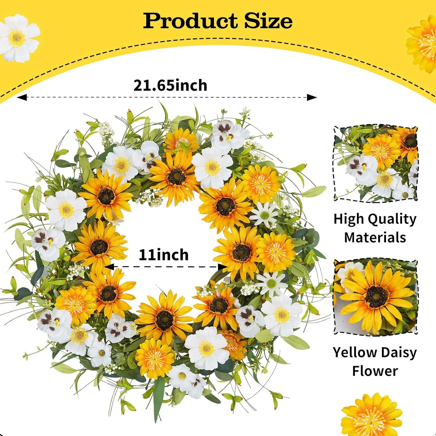 21 Inch Artificial Sunflower Wreath