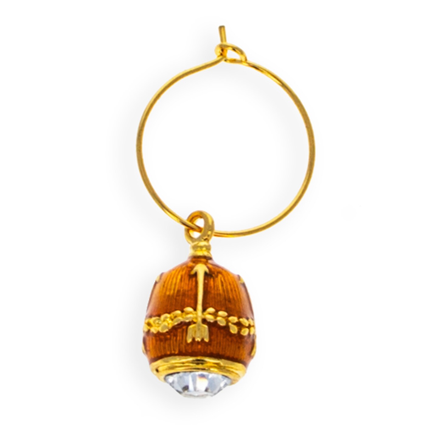 Gold Guilloche Royal Egg Wine Glass Charm