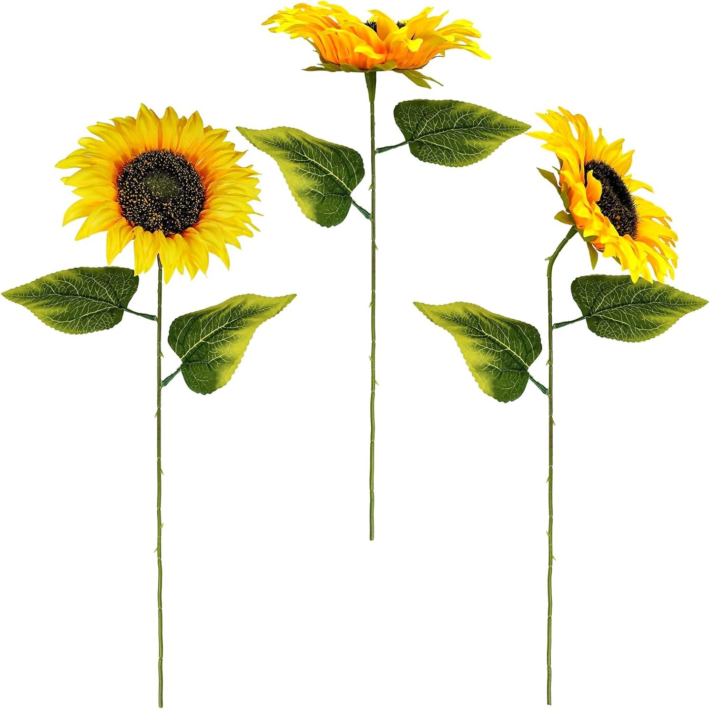 9-Pack Summer Sunflower Stems &#x2013; 19.7&#x22; Lifelike Yellow Silk Flowers with Long Stems for Vases &#x26; Floral Arrangements