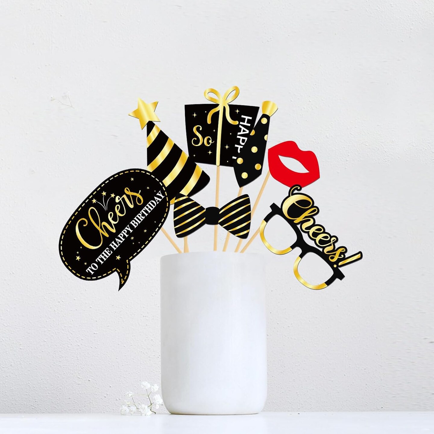 70th Birthday Photo Booth Props, Women Men 70th Birthday Photoshoot Funny Birthday Party Photography Props Favor 70 Years Old Centerpiece Sticks Decorations Black &#x26; Gold 35 PCS