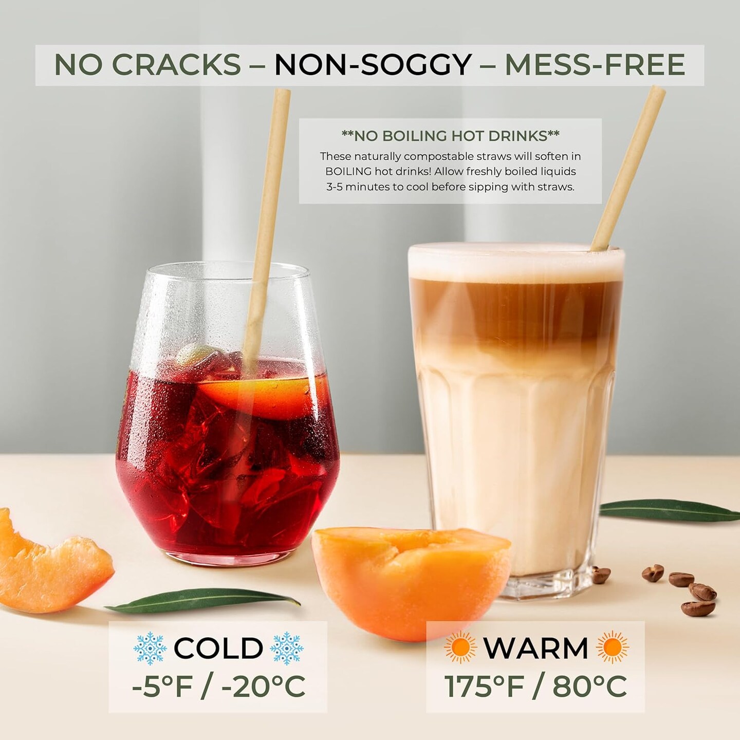 Biodegradable Sugarcane Straws | 150 Count, 100% Compostable, Plastic-Free, &#x26; Eco-Friendly Drinking Straw | 7.8&#x27;&#x27; Sugar Fiber Disposable Straws, Smoothie Straw for Home, Restaurant, Parties