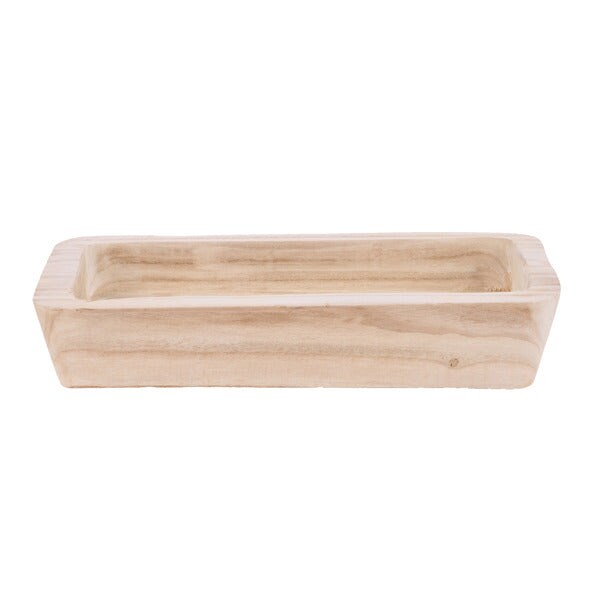 Natural Paulownia Wood Tray 15&#x22; &#x2013; Rustic Decorative Rectangle Bowl for Farmhouse Centerpieces, Entryway or Coffee Table Styling-AW3040