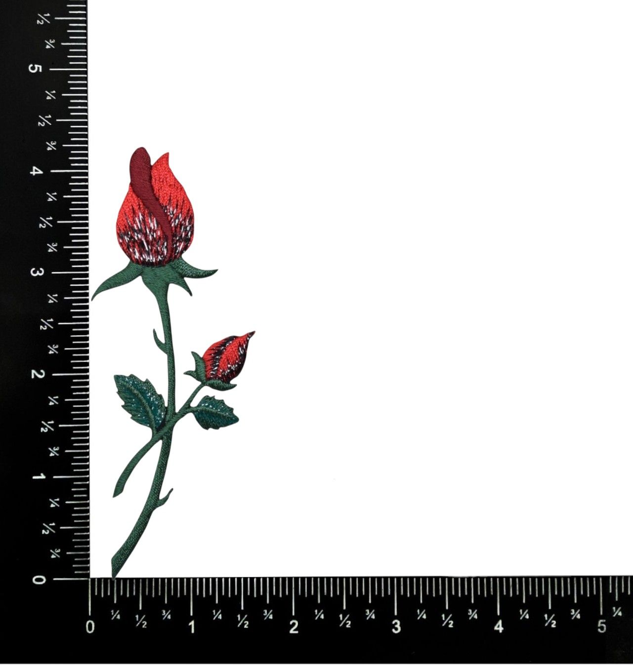 Red Rose, Flowers, Embroidered, Iron on Patch