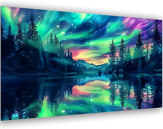 5D Diamond Art Kits for Adults Extra Large Diamond Painting Kits for Adults Beginners, DIY Large Size Diamond Gem Art Dots Painting Kits for Home Walls Decor Gifts 27.6x16in (Northern Lights)