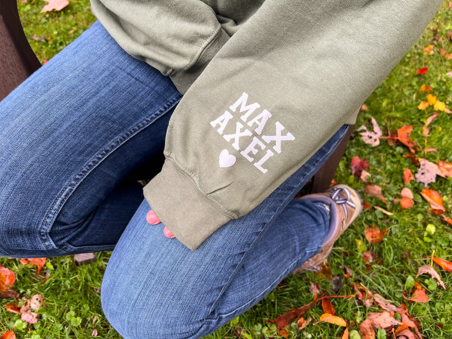 Puff Print Mama Sweatshirt, Custom Name Sleeve, New Mom Gift
