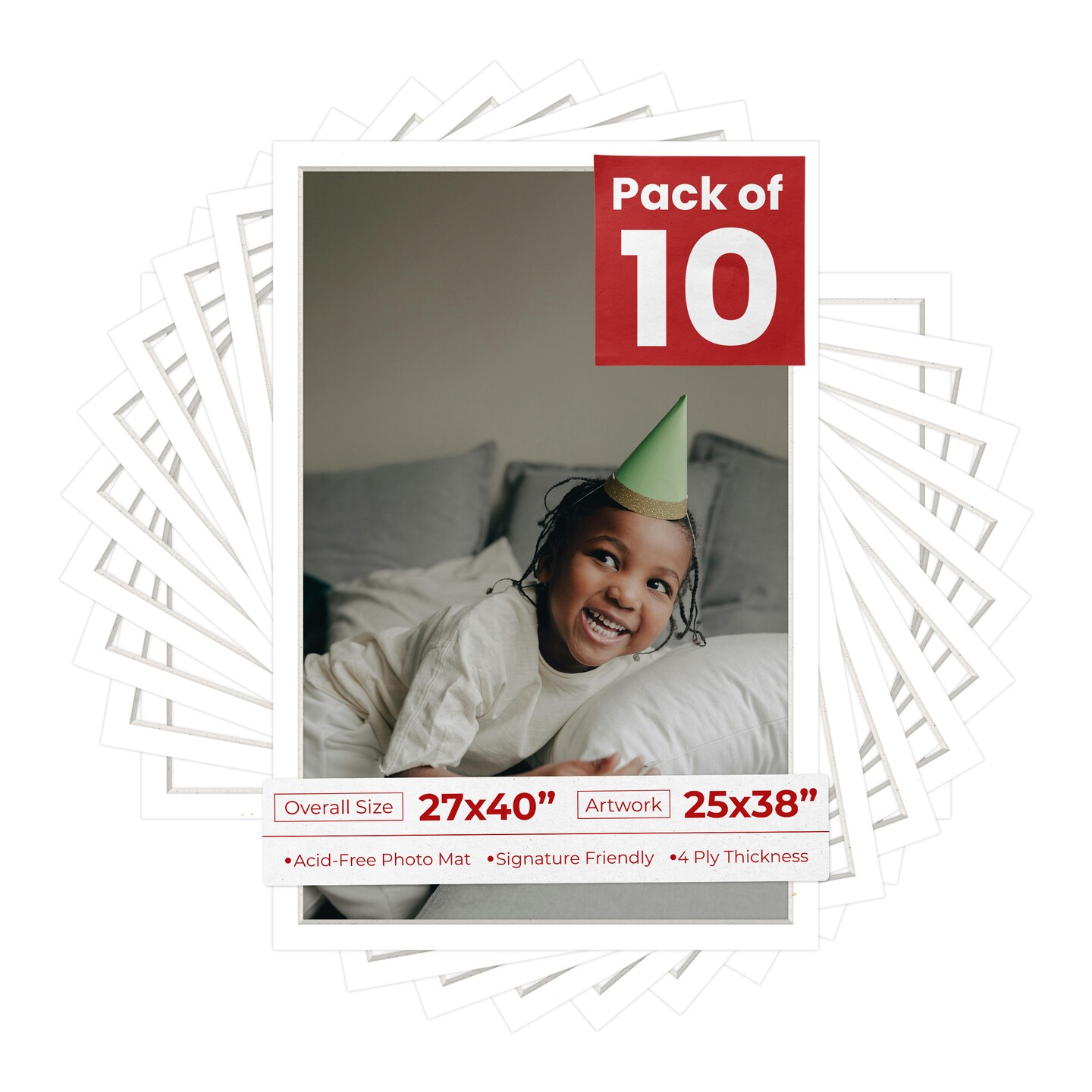 Textured White Mat Board for 27x40 Frames - Fits 25x38 Photos
