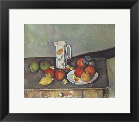 Framed Art Still Life with Milk Jug and Fruit by Paul Cezanne Wall Decor 18x24 Artwork