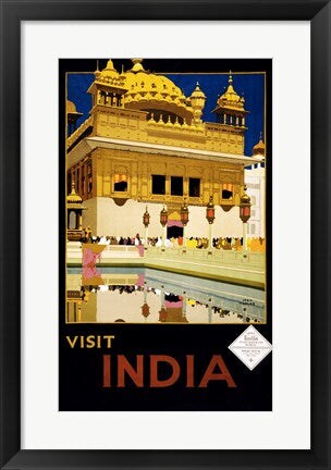 Framed Art Visit India, travel poster, 1935 Wall Decor 18x24 Artwork