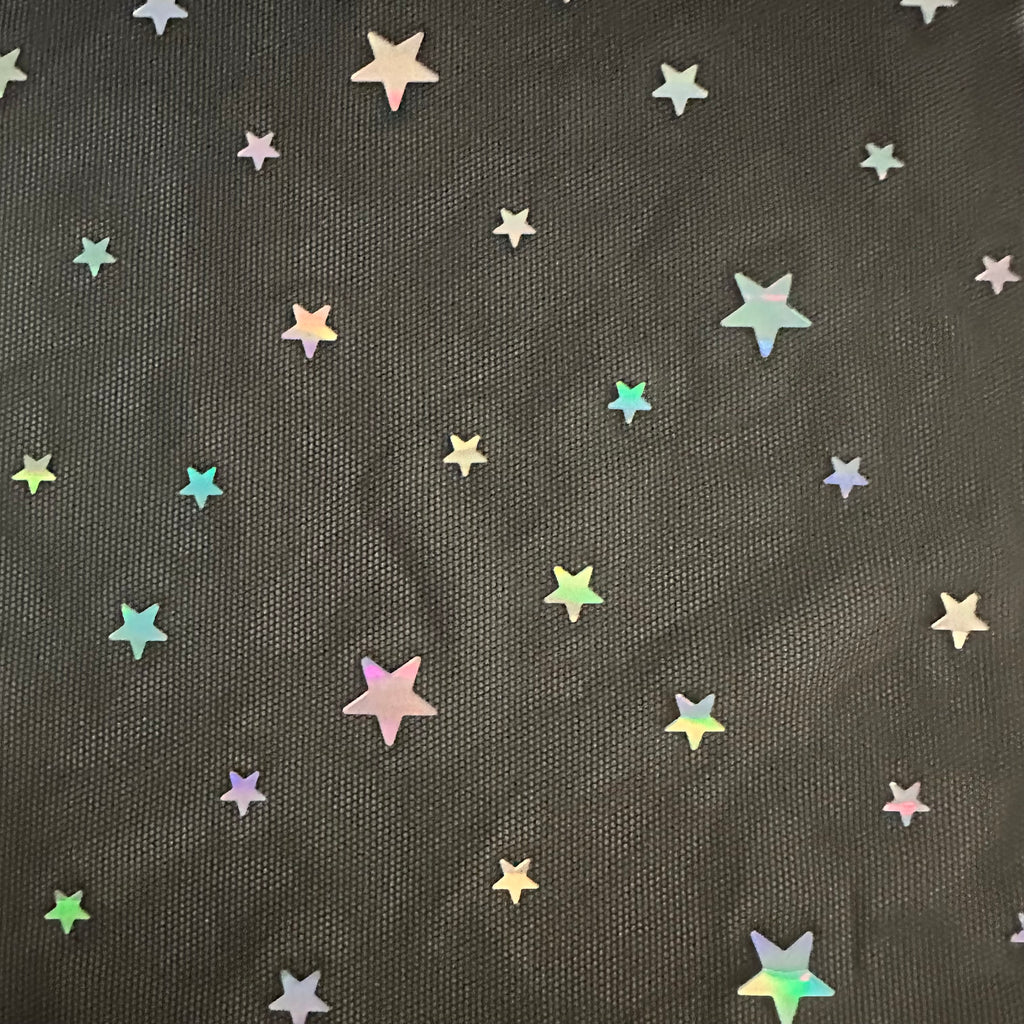 1 Yard Star Sequin Nylon Spandex Power Mesh Fabric Galaxy-Inspired Stretch 60&#x201D; Width