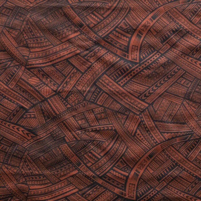 1 Yard Traditional Polynesian Tattoo Fabric 60 Inches Width 100% Polyester Fabric for Crafts & Decor
