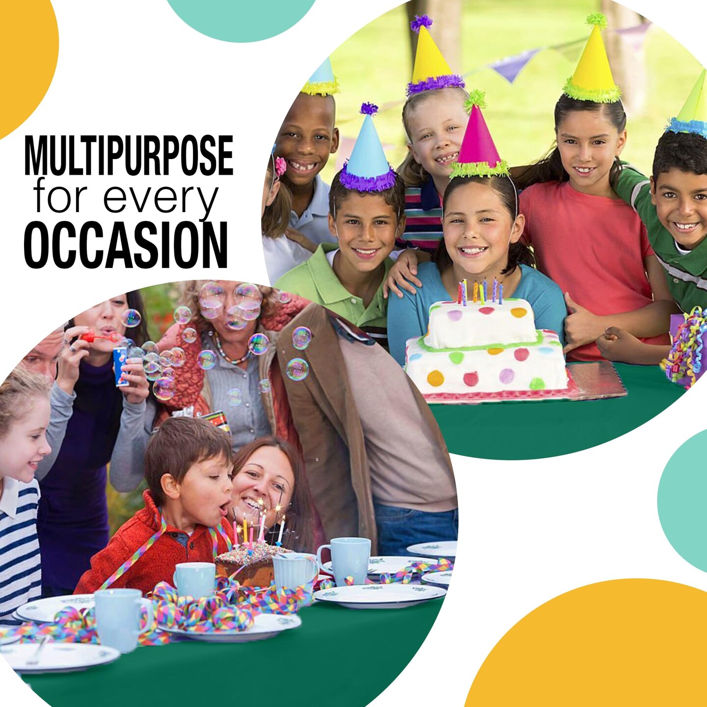 Party Solids 54" x 300' Plastic Table Cover Roll with Slide Cutter – Cut-to-Size Dispenser Box – Makes Up to 36 Disposable 8' Rectangle Tablecloths by Exquisite