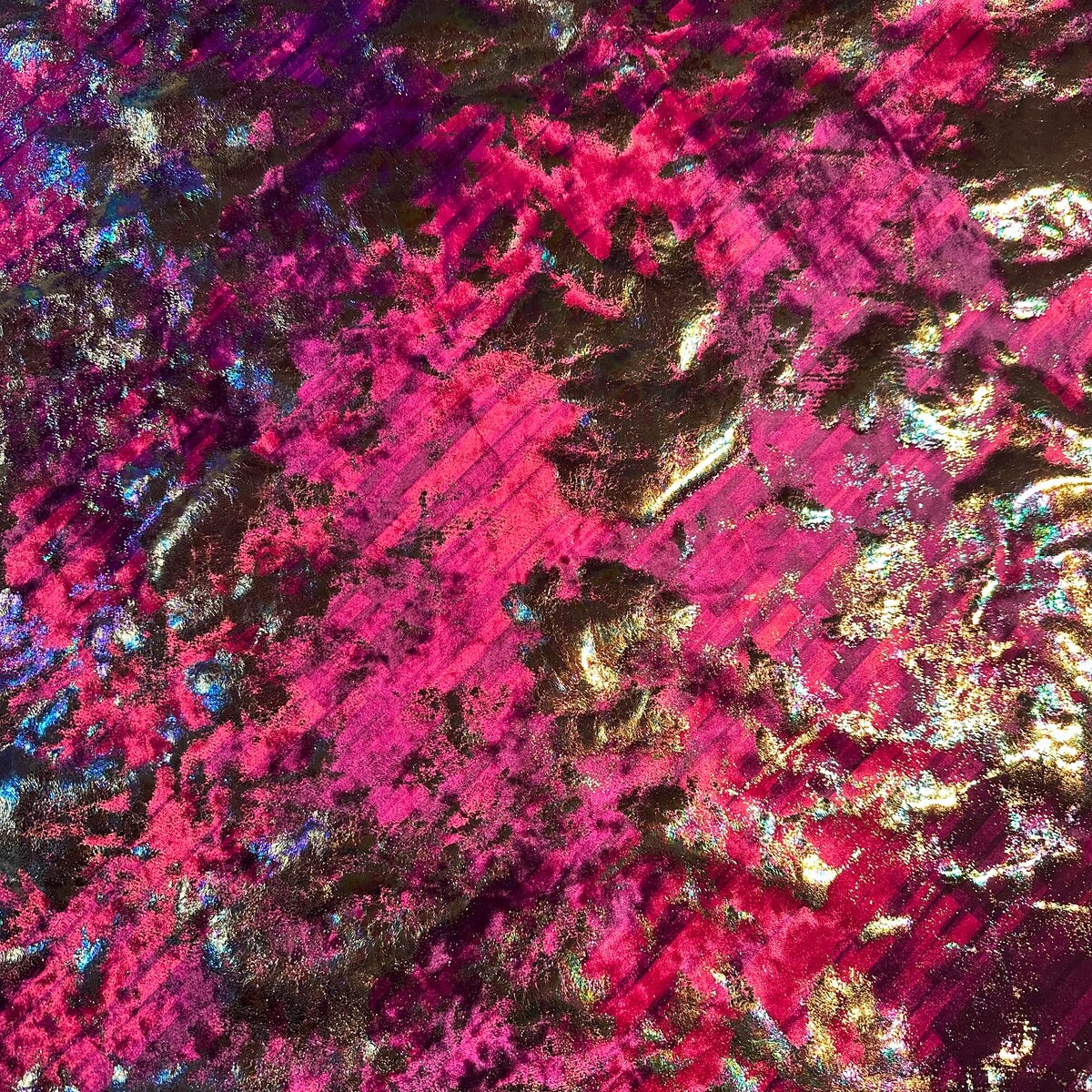 1 Yard Oil Slick Velvet Foil Polyester Spandex Fabric 54 Inch Wide