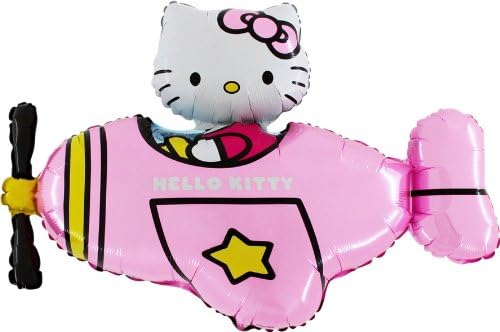 37&#x22; Hello Kitty In Pink Aeroplane Foil Balloon - Party Decorations