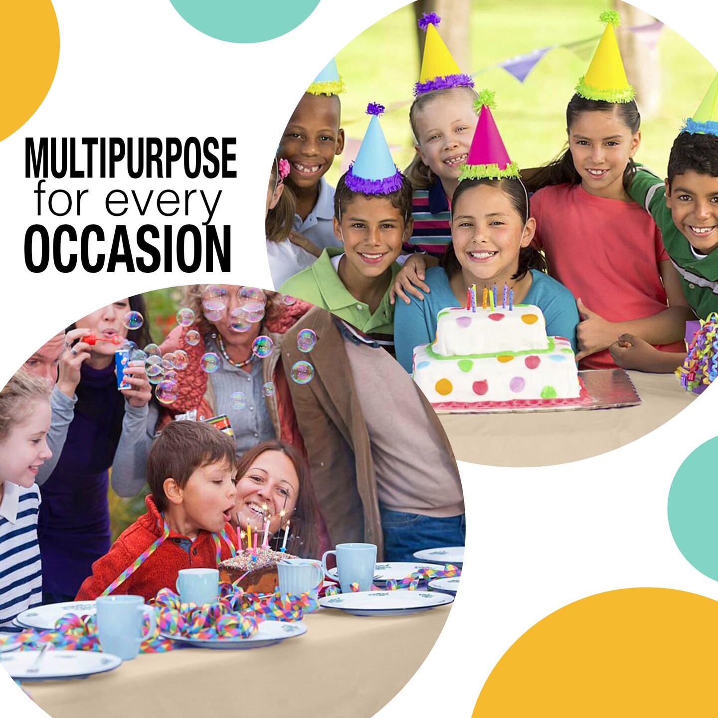 Party Solids 54" x 300' Plastic Table Cover Roll with Slide Cutter – Cut-to-Size Dispenser Box – Makes Up to 36 Disposable 8' Rectangle Tablecloths by Exquisite