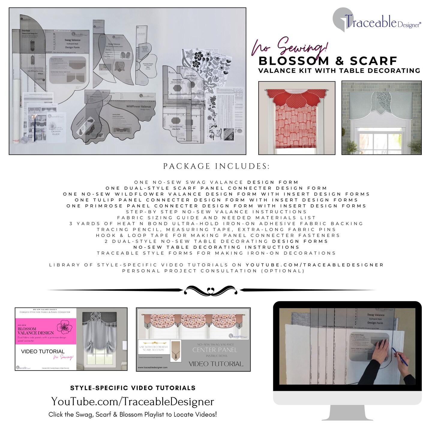 Multi-Style Cornice-Valance Kit | Make Custom Flower-Design Window Treatments Without Sewing