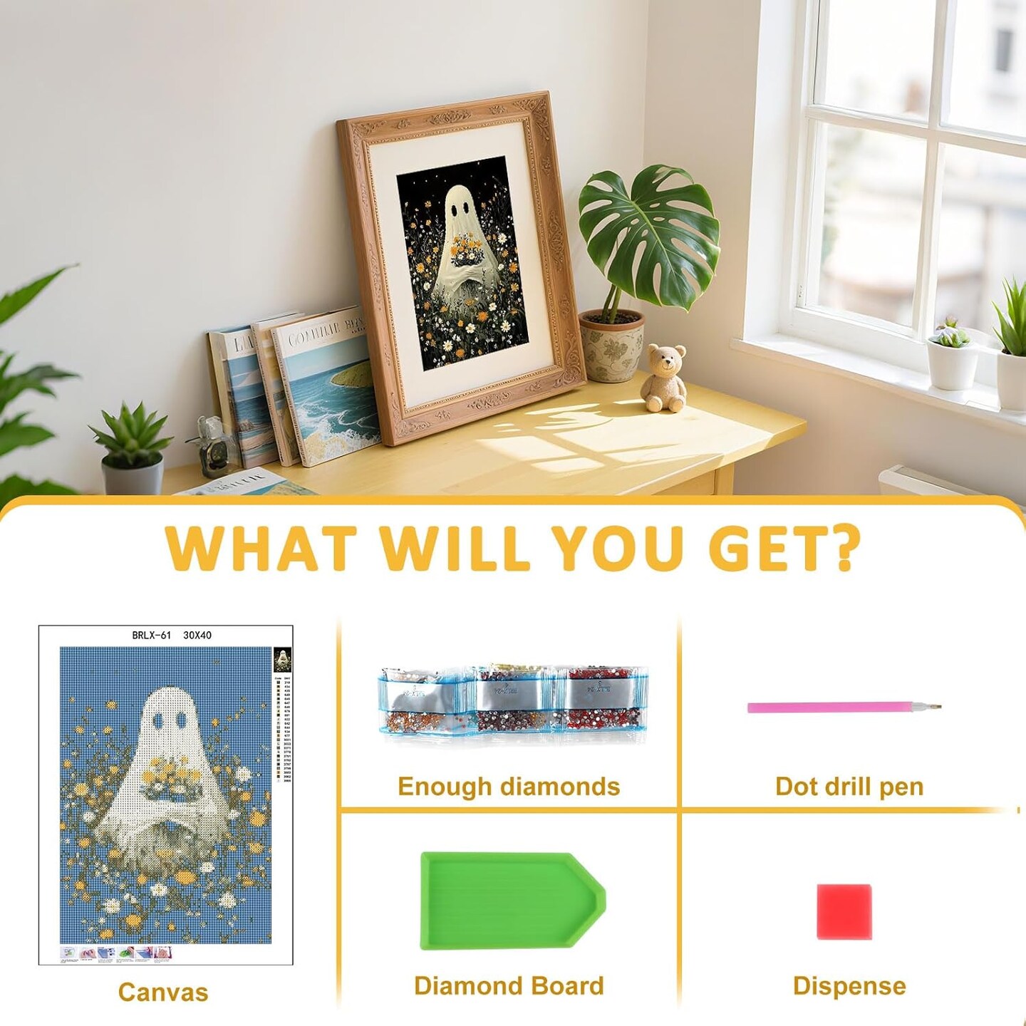 Halloween Ghost Flower Diamond Art Kits