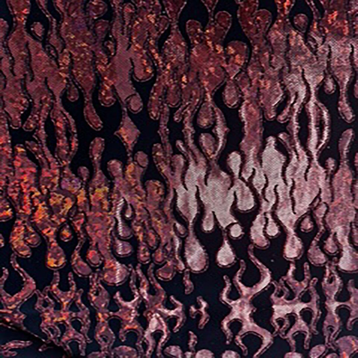 1 Yard Flocking Flame Hologram Nylon Spandex Tricot Fabric for Costumes Dancewear 60 Inch Width