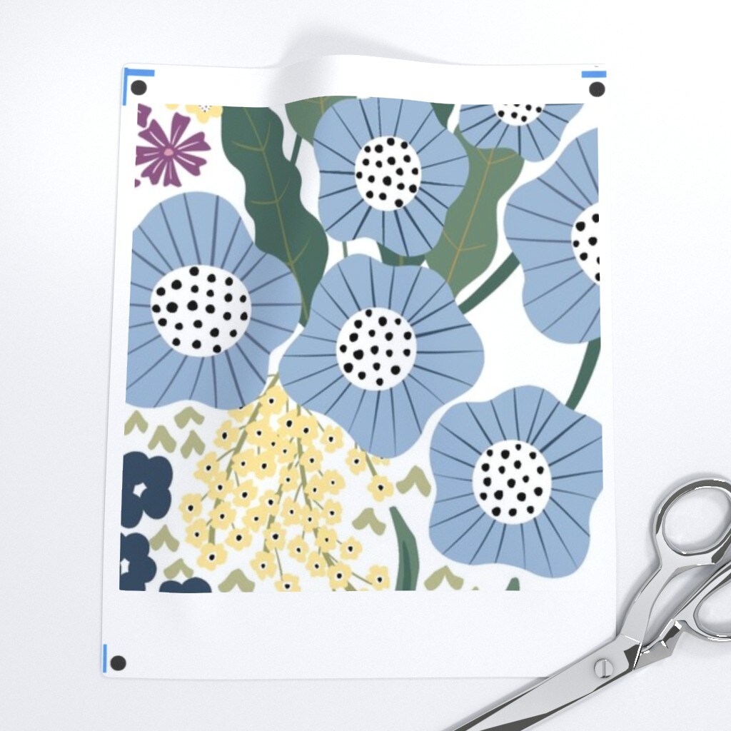 Cheerful Floral Bright Pastel Large Scale Botanical Periwinkle Purple Custom Removable Wallpaper by Spoonflower Peel & Stick Wallpaper 2FT Wide