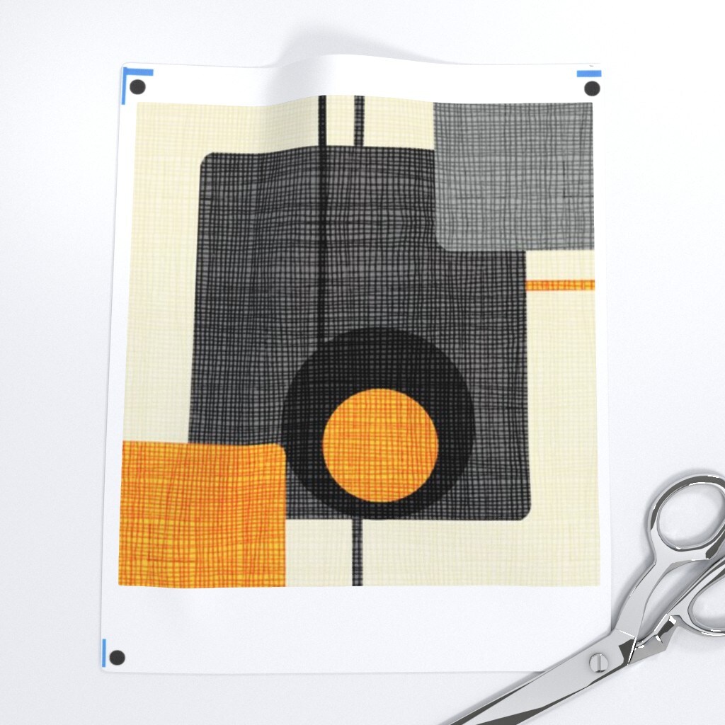 Mod Mid Century Modern Retro Vintage Geometric Orange Gray Black Abstract Atomic Custom Pre-pasted Wallpaper by Spoonflower Pre-Pasted Wallpaper 2FT Wide