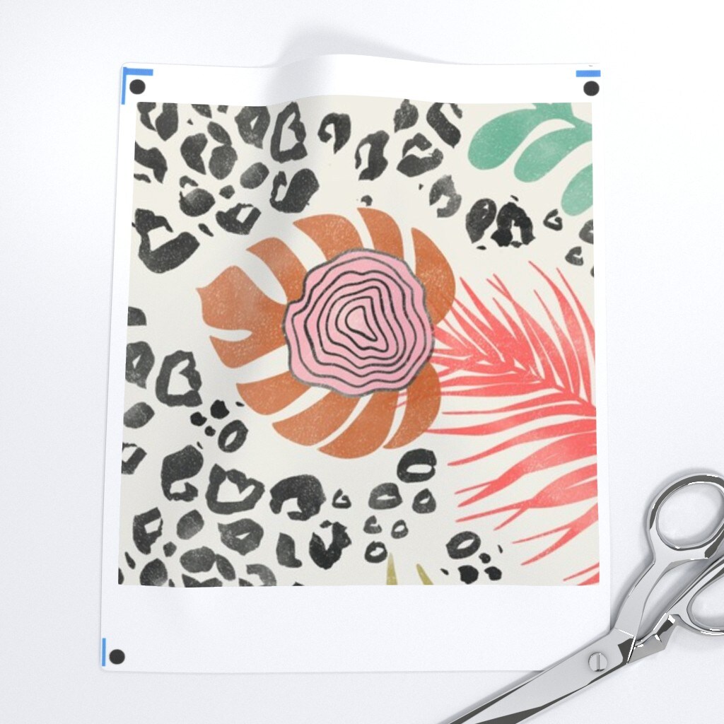 Tropical Feathers Pink Green Yellow Peacock Leopard Large Scale Custom Printed Fabric by Spoonflower Various Fabrics by the Yard or Fat Quarter