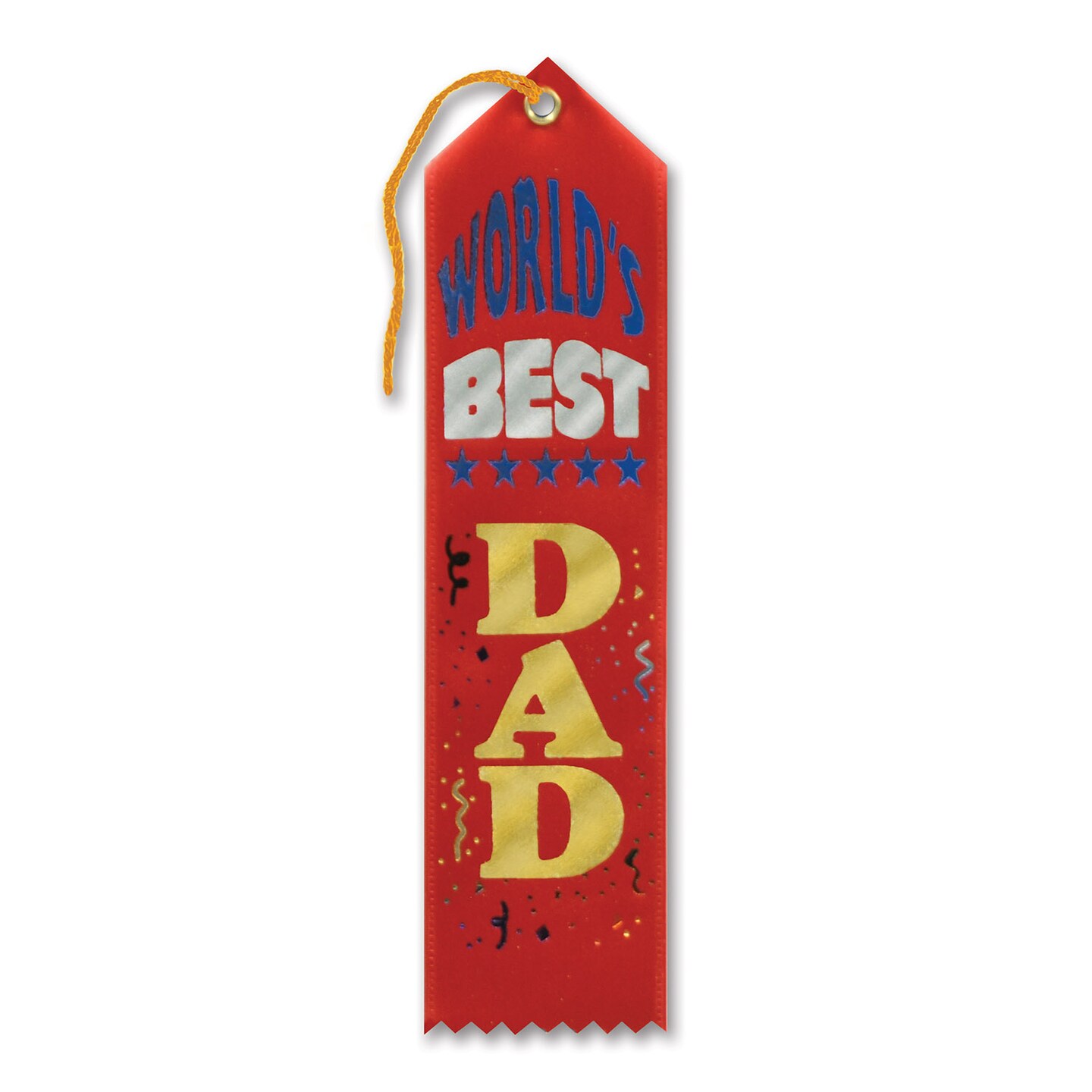 Beistle 2in.x8in. Worlds Best Dad Award Ribbon - 6 Pack