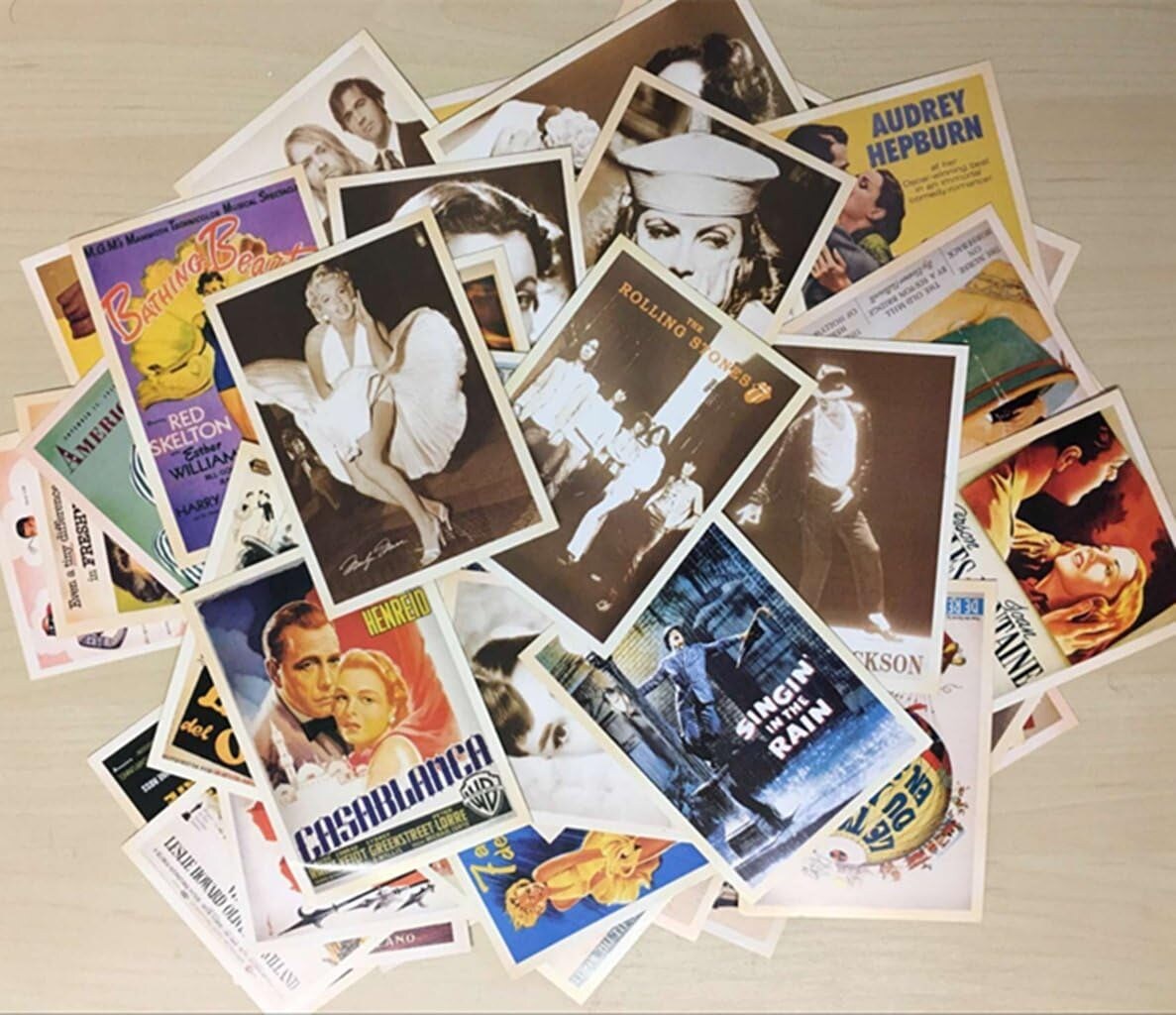 Collectible Vintage Ads &#x26; Movie Poster Postcards Bulk Pack
