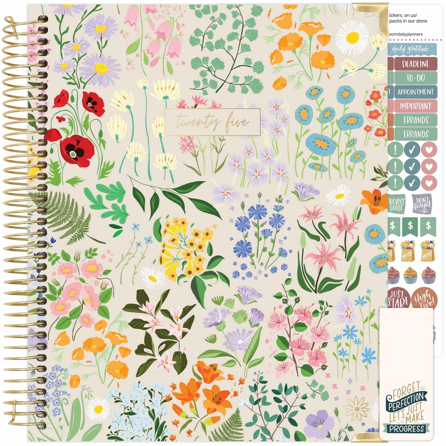 bloom daily planners 2025 Vision Planner, 7.5&#x22; x 9&#x22;, Garden Party, Beige