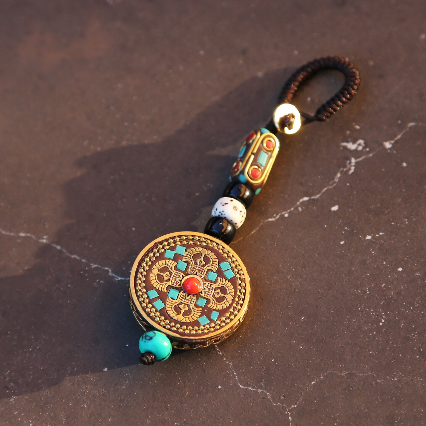 Tibetan Buddhist Vajra Protection Keychain Zipper Charm, Buddhism