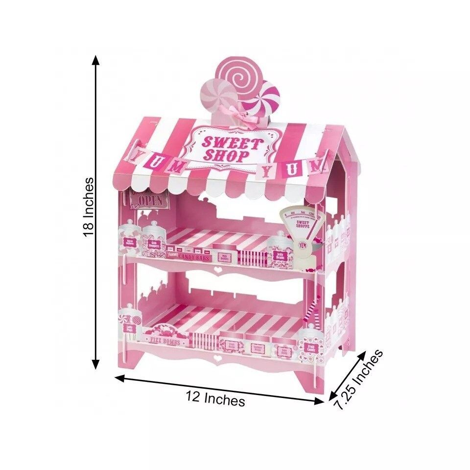 2 Tier White Pink 18" Cardboard Sweet Shop Cupcake Stand Party Events Supplies