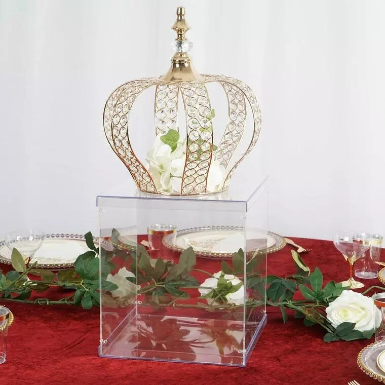 16" tall Clear Acrylic Display Box Centerpiece Wedding Pedestal Riser Column