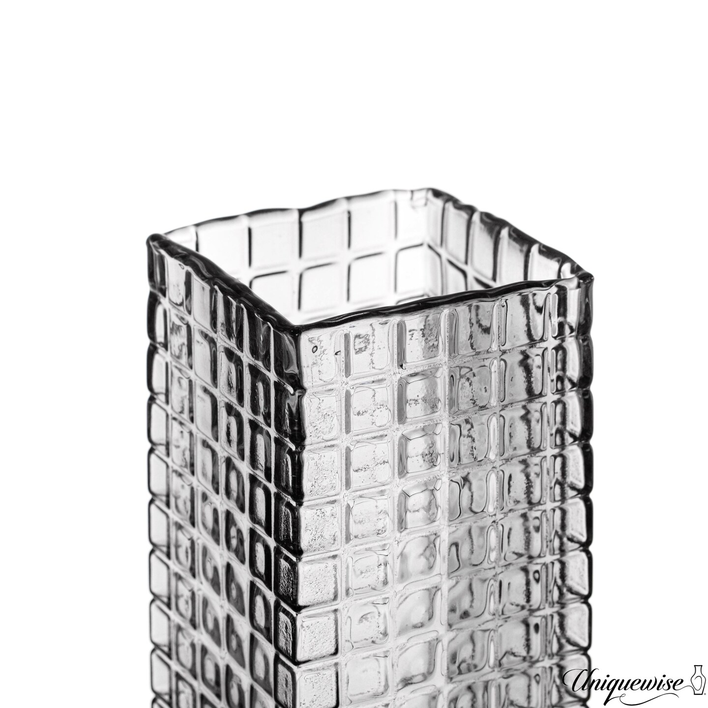 Set of 2 Square Frosted Clear Glass Table Vase - A Timeless Centerpiece for Dining Tables, Living Rooms, Bedrooms, Hotel Reception Areas and Conference Rooms, Ideal for Weddings and Special Occassions