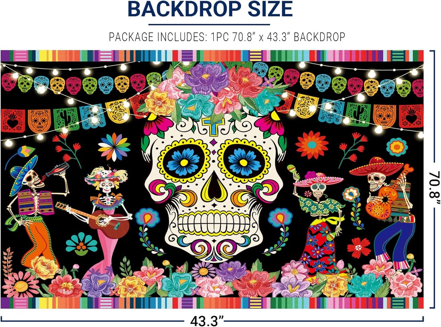 Photography Background Fiesta Sugar Skull Party Banner Supplies Decoration
