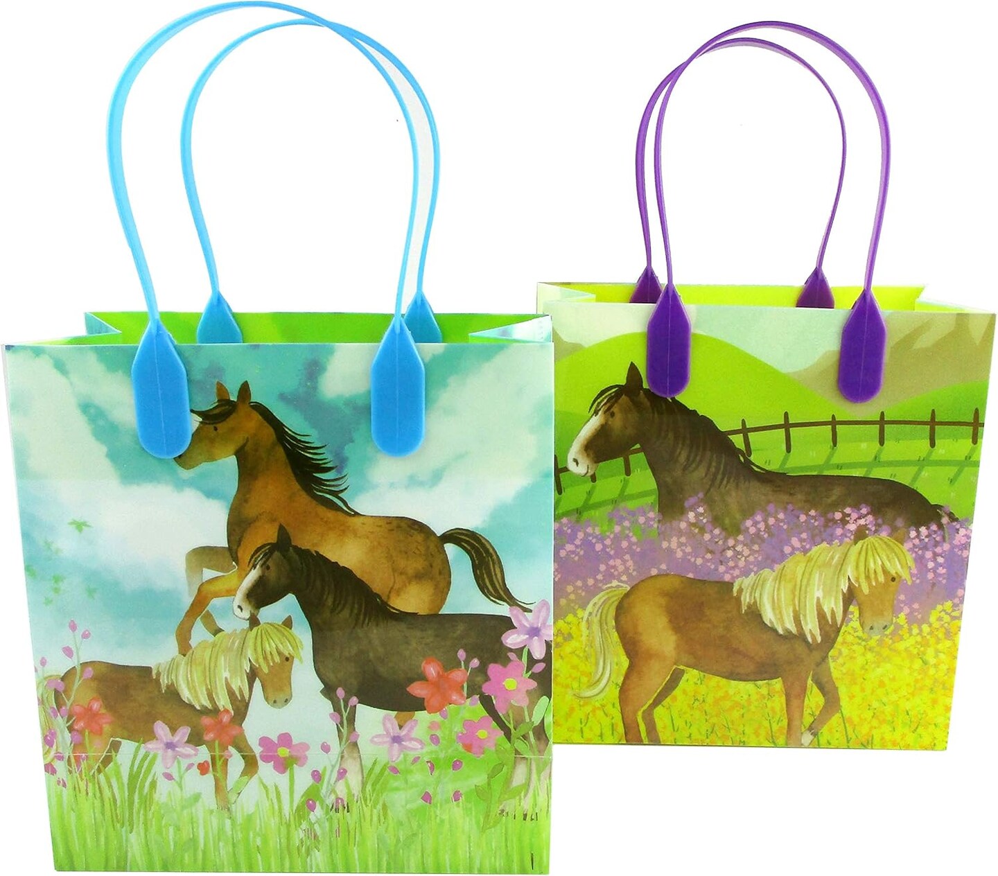 TINYMILLS Horse and Pony Themed Party Favor Bags Treat Bags, 12 Pack