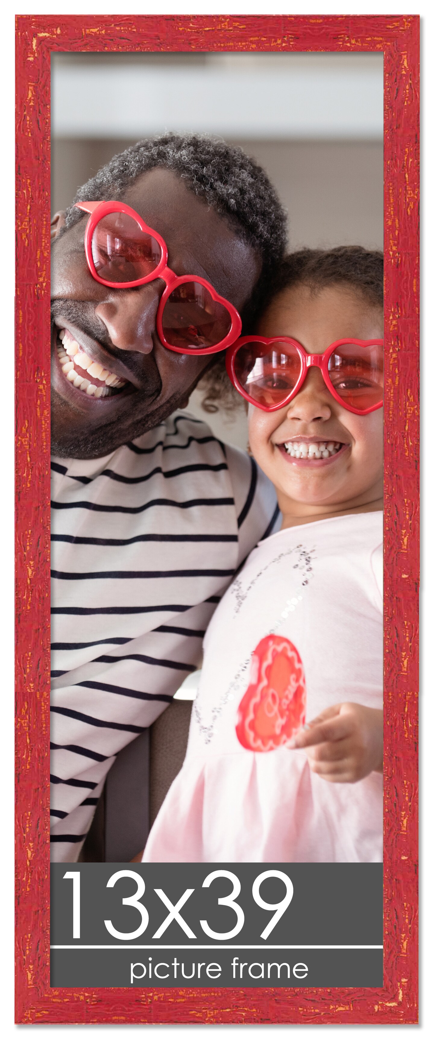 Panoramic Shabby Chic Red Picture Frame - UV Acrylic, Foam Board Backing, Hanging Hardware