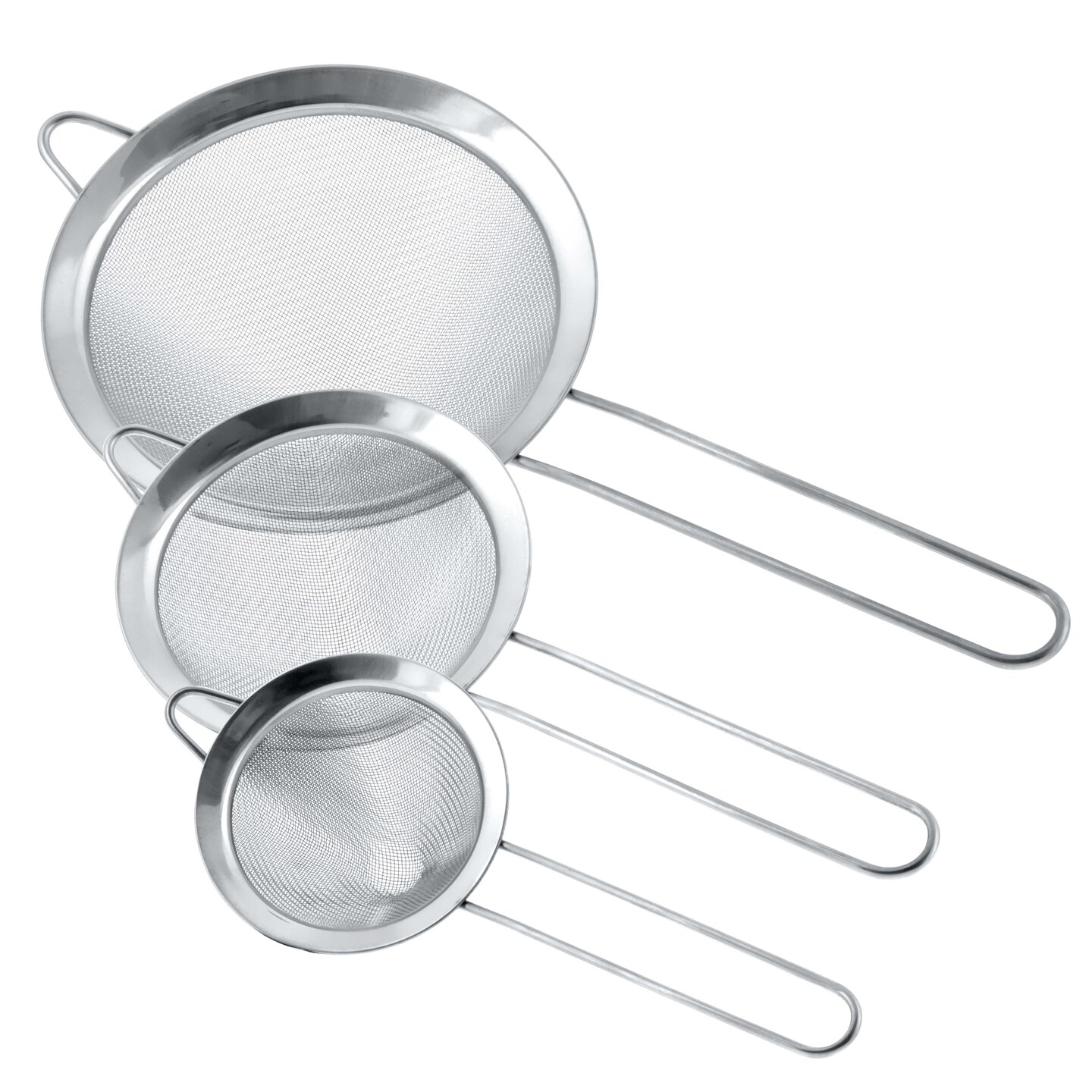 U.S. Kitchen Supply&#xAE; - Set of 3 Premium Quality Extra Fine Twill Mesh Stainless Steel Conical Strainers - 3&#x22;, 4&#x22; and 5.5&#x22; Sizes
