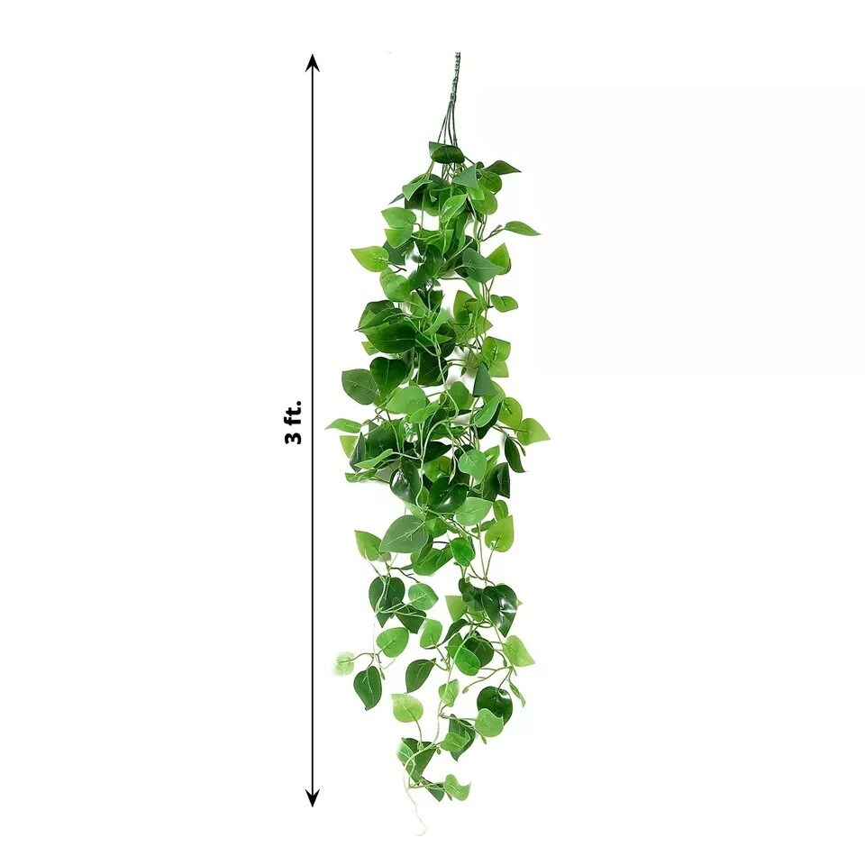 3 Green Silk Pothos Artificial Hanging Plants Party Events Decorations Supplies