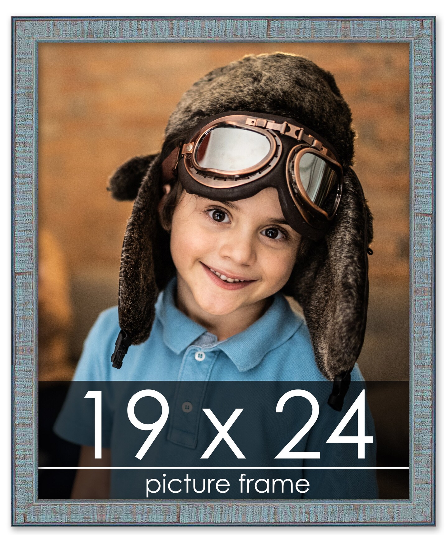 Textured Blue Picture Frame - UV Acrylic, Foam Board Backing, Hanging Hardware