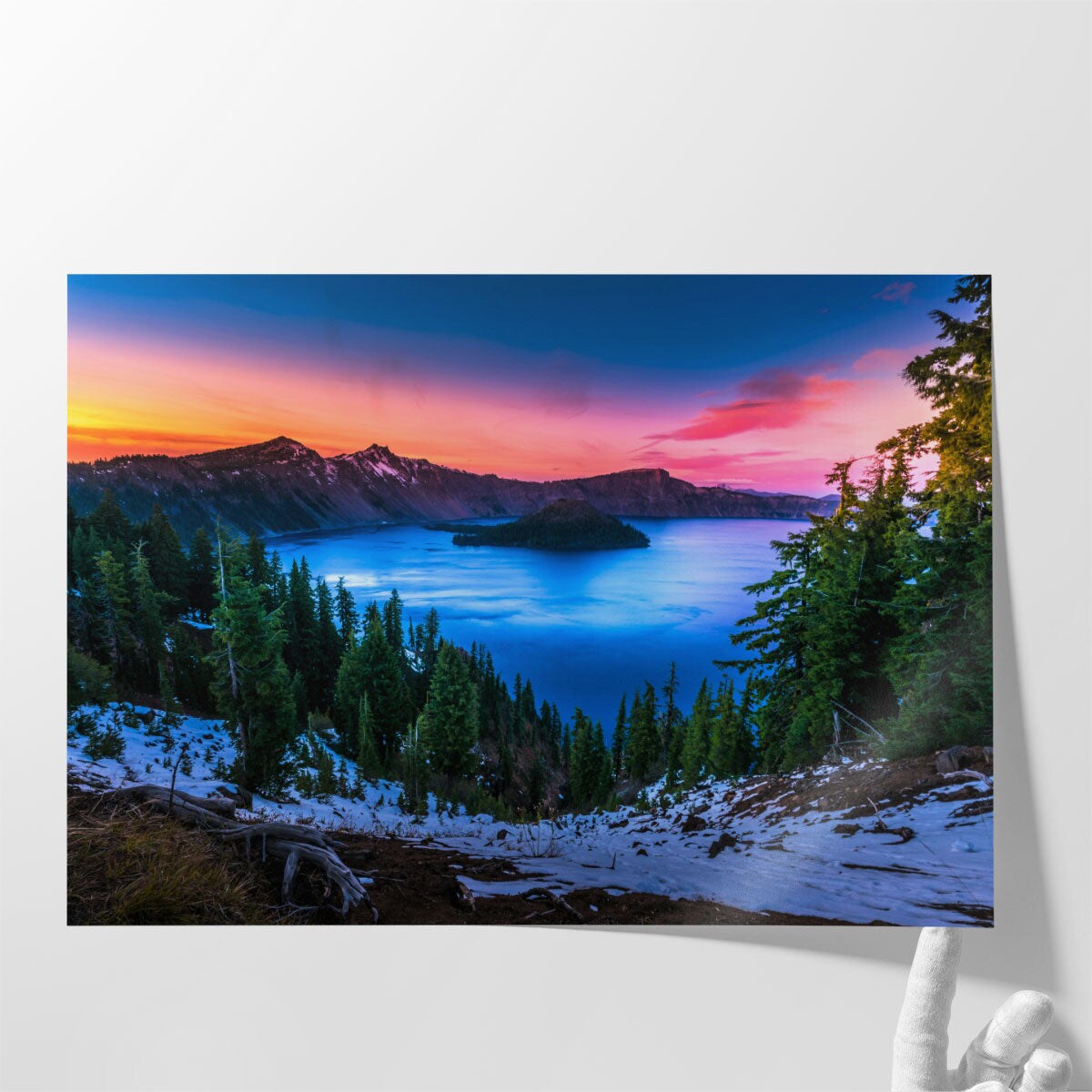 Crater Lake Oregon, Cold Winter Sunset - Canvas Print Wall Art | MakerPlace  by Michaels, image size:1080x1080
