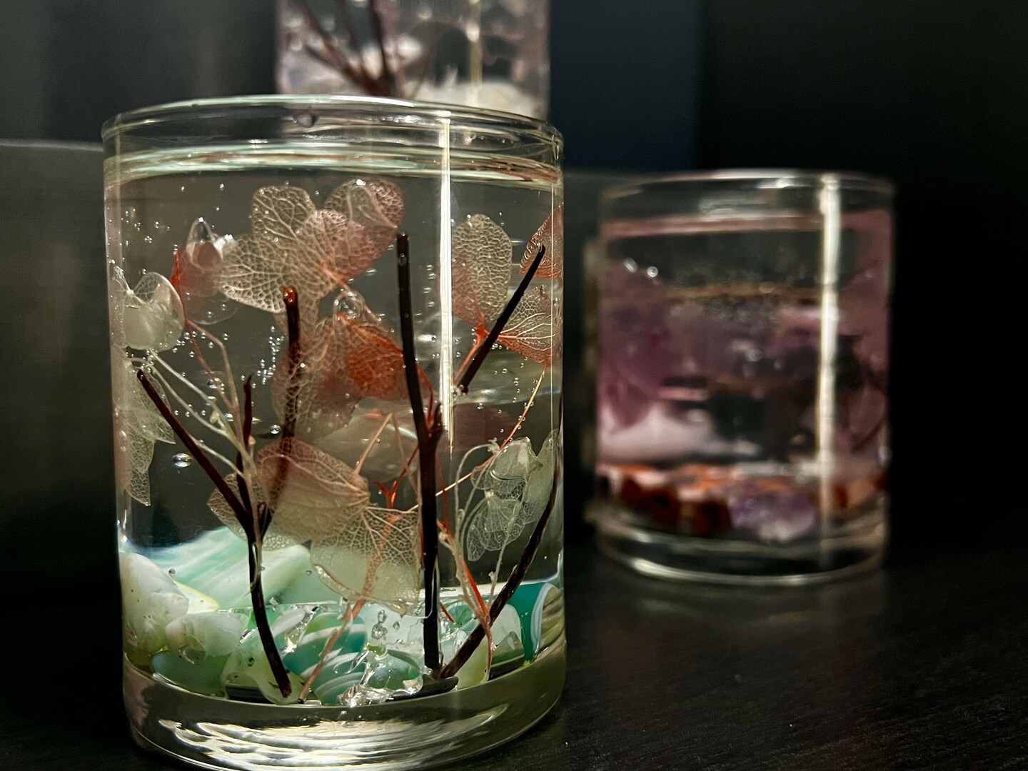 小物 Dayday ok Set of 3 per 2.5 oz Gel wax candles with real dried flowers