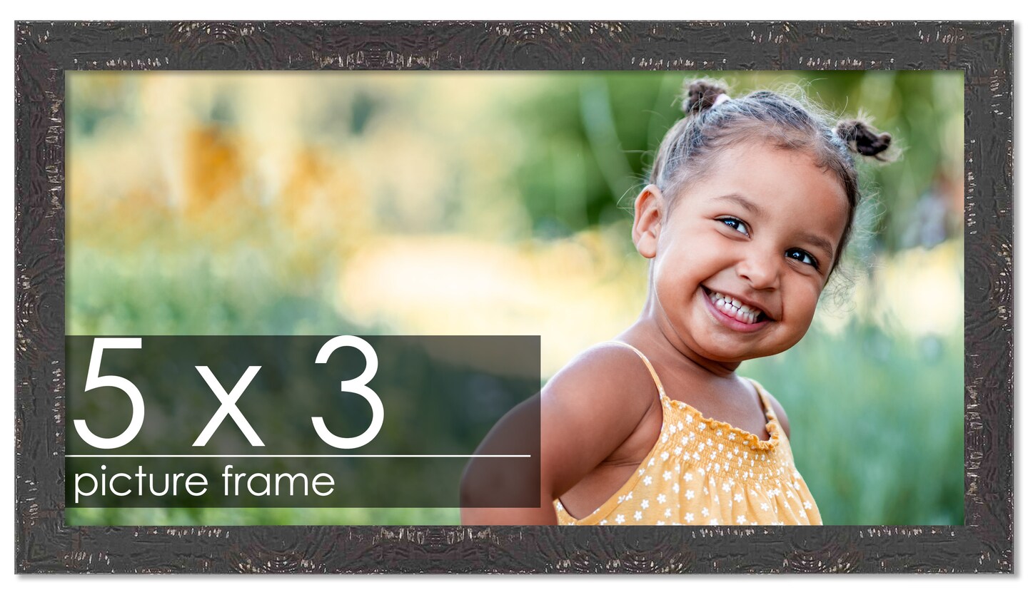 Photo Size Shabby Chic Black Picture Frame - UV Acrylic, Foam Board Backing, Hanging Hardware