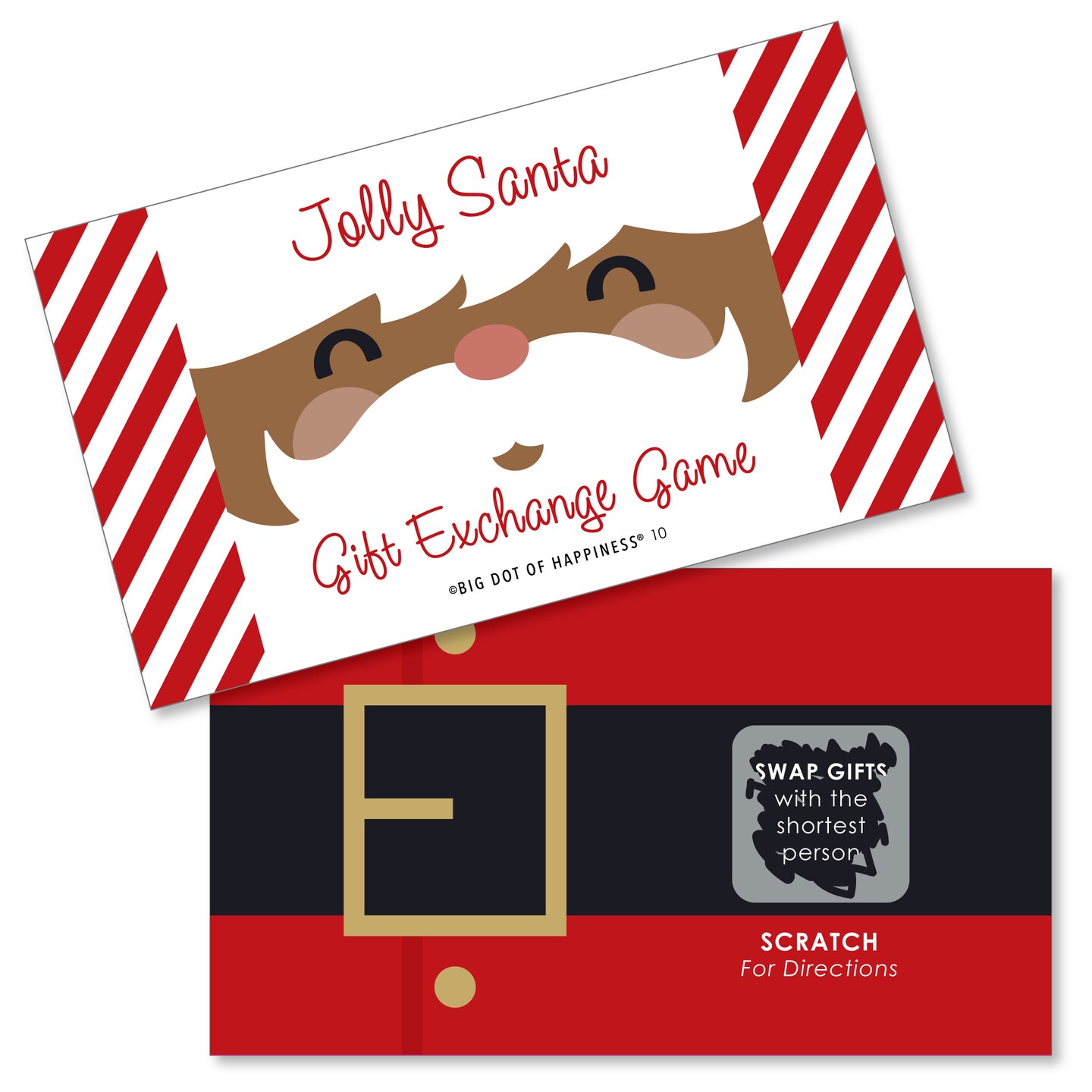 Big Dot of Happiness Jolly Santa Claus - Christmas Party White Elephant Gift Exchange Game Scratch Off Cards - 22 Count