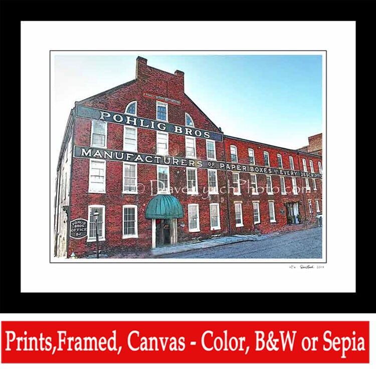 Richmond VA Virginia POHLIG BROTHERS BOX CO Vintage Decor Art Map Art Photography Picture Framed Canvas Print by Dave Lynch