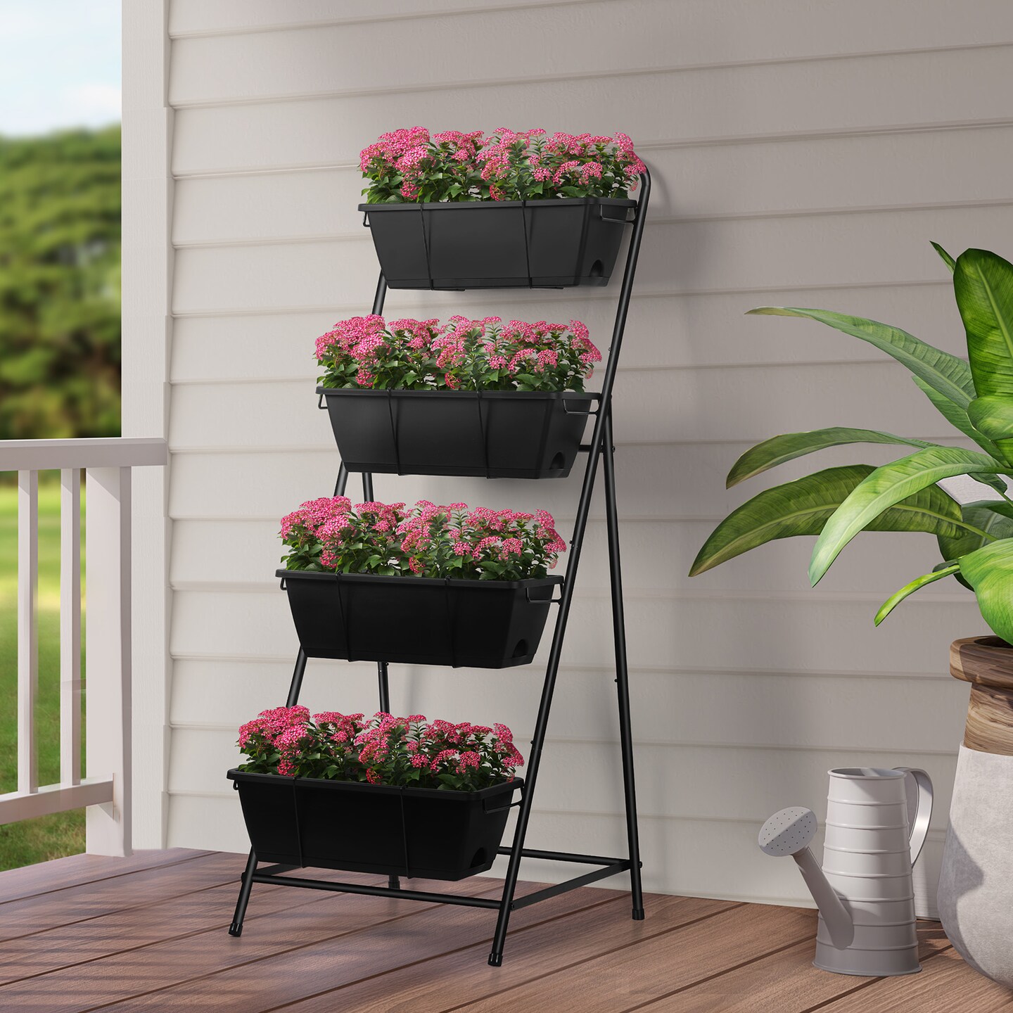 4 Tier Vertical Raised Garden Bed Planters for Outdoor Plants Herb Garden Planter with Drainage Holes Standing Garden Planters for Herbs Flowers Vegetables Plants