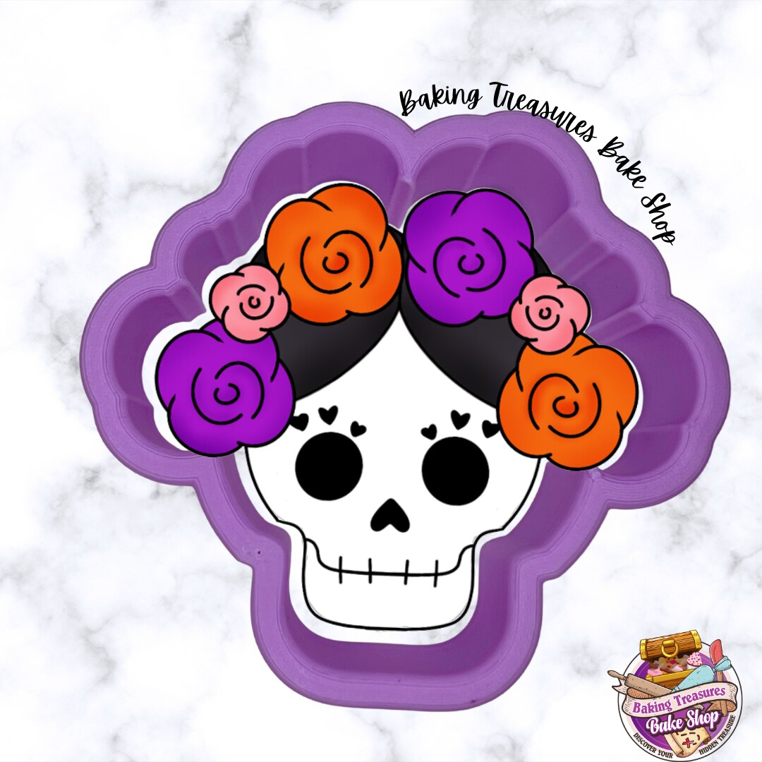 day of the dead Woman Flower Crown Cookie Cutter