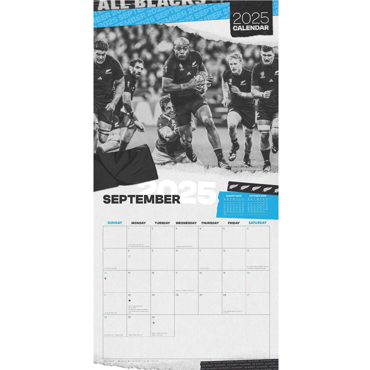 All Blacks OFFICIAL | 2025 12 x 24 Inch Monthly Square Wall Calendar | BrownTrout | Rugby Sport