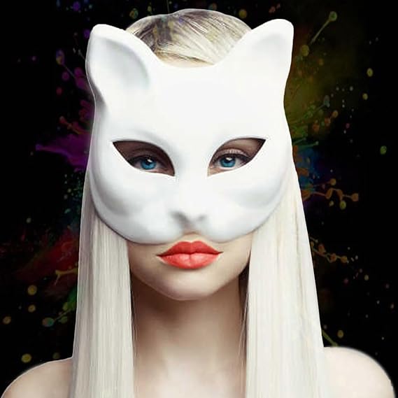 White Craft Mask Pulp Blank Paintable Mask for Halloween Costume