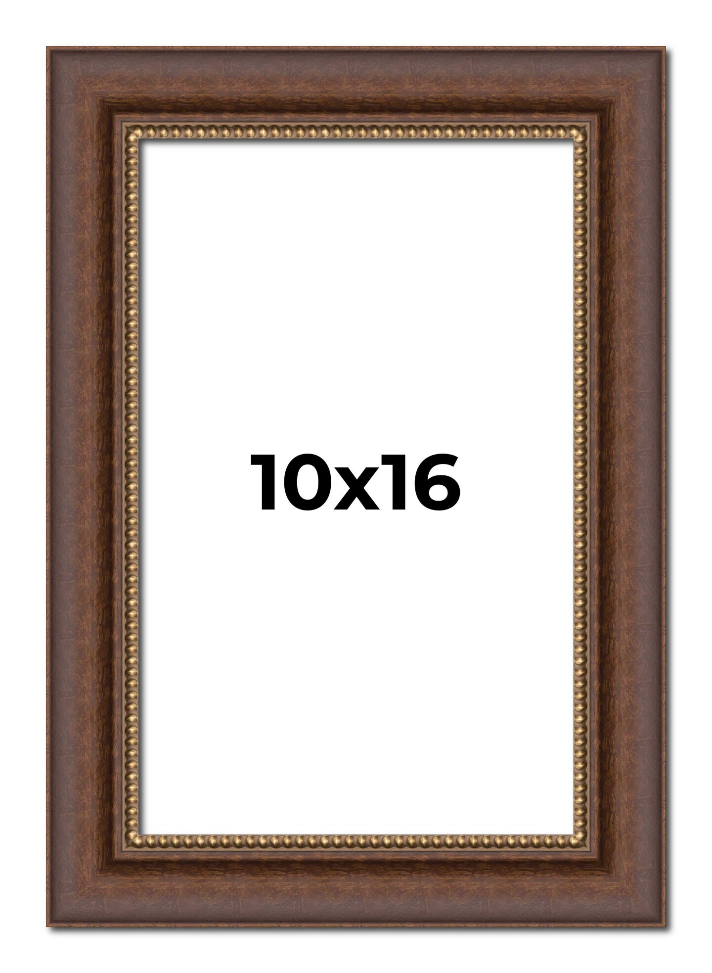 10x16 Traditional Brown Picture Frame - UV Acrylic, Foam Board Backing, Hanging Hardware
